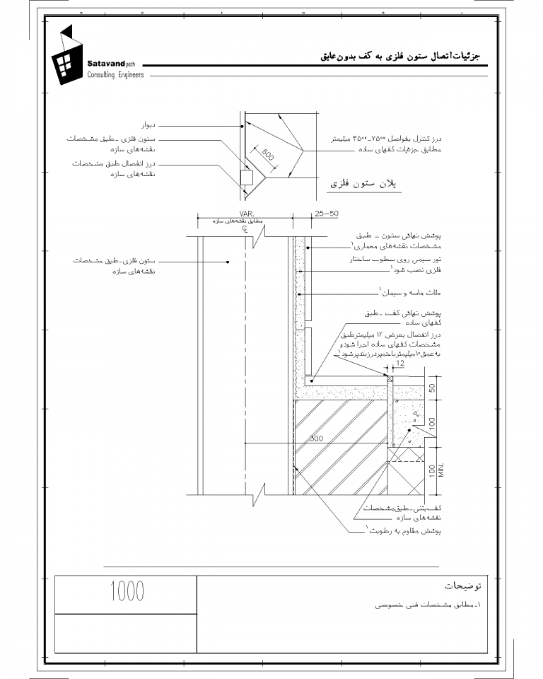 جزییات اتصال ستون فلزی به کف بدون عایق در همکف (3) Model