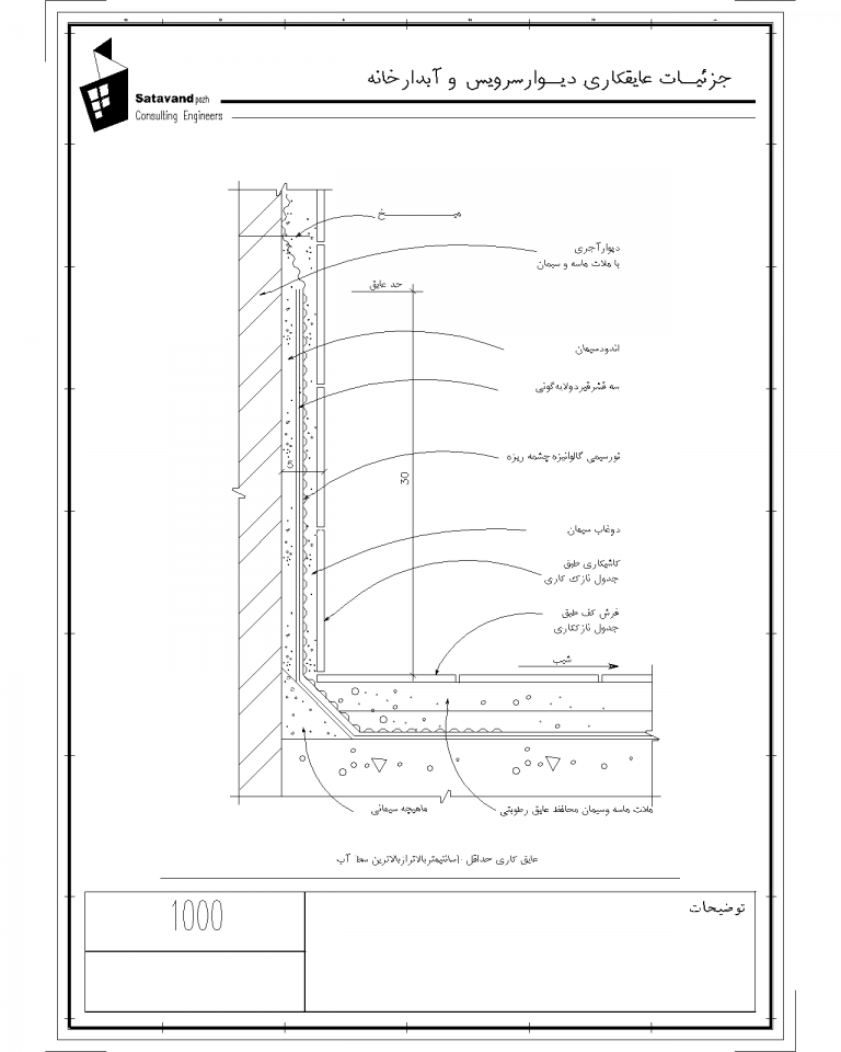 جزییات عایقکاری دیوار سرویس و آبدارخانه Model