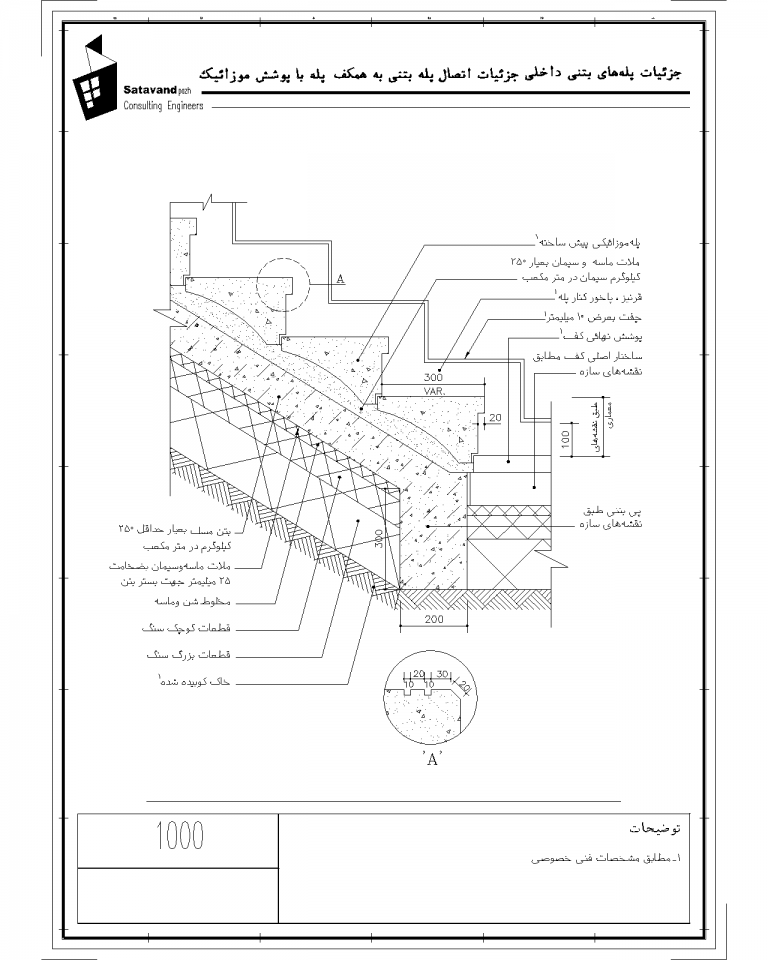 جزییات پله بتنی داخلی اتصال پله بتنی به همکف با پوشش موزاییک Model.png